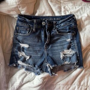American Eagle Outfitters Blue Distressed Jean Shorts